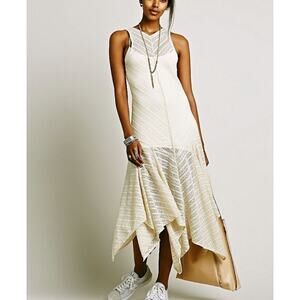 Free People Intimately Lila Lace Midi Slip Dress Vintage Ivory Sheer Size M